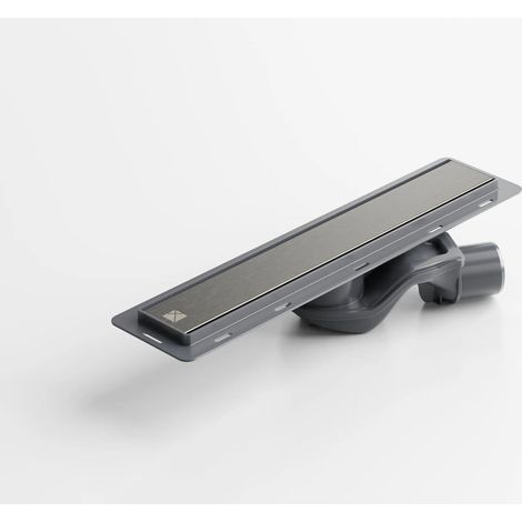 Canalina di scarico in acciaio lineare per doccia a pavimento, 40 cm x 6,5 cm, 61 l/min - nero satinato (1/5)