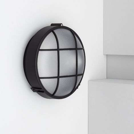Plafón Circular para Exterior Ø220 mm Hublot Rejilla Negro