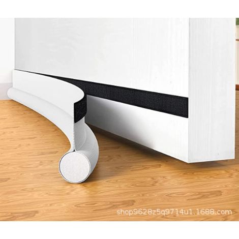 Bande de protection de porte adhésive anti-courant d'air, 94 cm, isolante et insonorisante, bas de porte avec balai, étanche, couleur blanc (1/4)