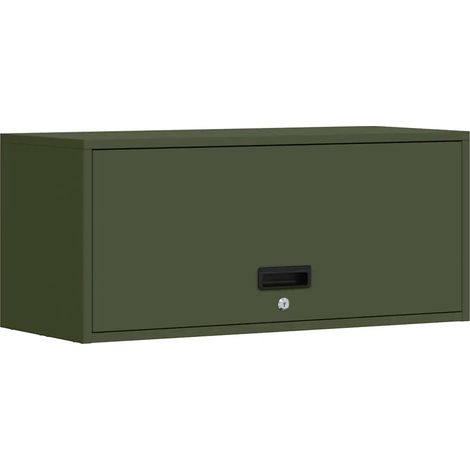 Armoire murale moderne pour garage rangement vertical 80 x 33 x 35 cm en acier vert olive (1/5)