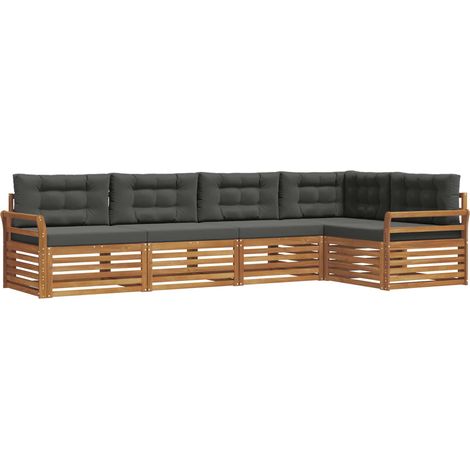Outdoor-Sofagarnitur mit Kissen 5 pcs Natur und Anthrazit vidaXL