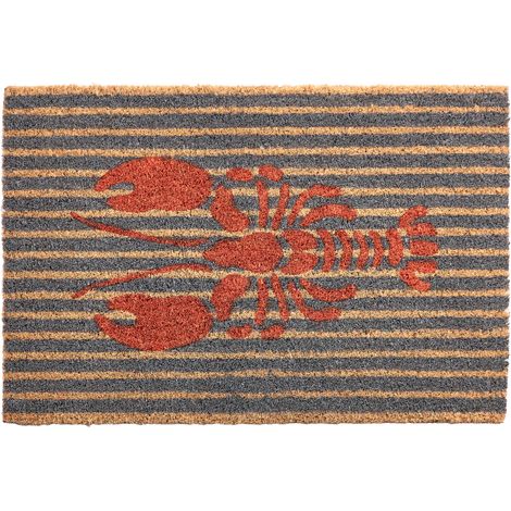 Felpudo de fibra de coco antideslizante 40 x 60 cm con base de PVC motivo langosta multicolor Iriga (1/5)