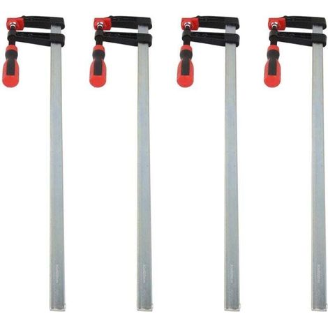 Lot de 4 pinces en F robustes pour barre de travail du bois, glissière rapide, kit d'outils à main de bricolage 80 x 600 mm (1/4)