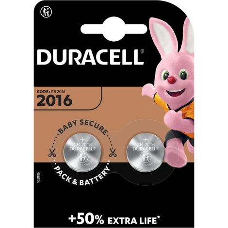 Blister da 2 pile a bottone al litio 3V Duracell - CR2016, DL2016 (1/2)