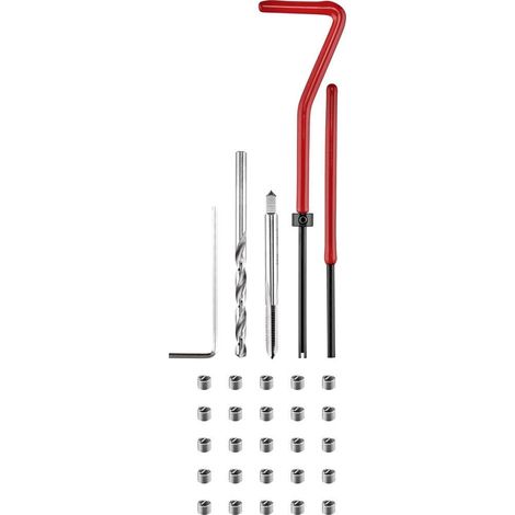 TOOLCRAFT TO-5016570 Kit riparazione e ripristino filetto per officine 30 parti M4