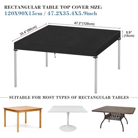 Garden Table Cover, Tarpaulin, Garden Furniture Cover, Outdoor Garden Table Cover, Oxford Fabric, 120 x 90 x 15 cm (1/4)