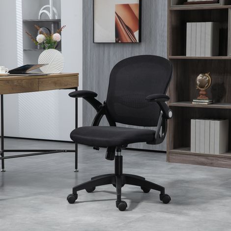 Fauteuil de bureau à bascule, accoudoirs réglables, hauteur réglable, dossier en maille, roulettes et assise rembourrée, 65,5 x 61,5 x 88-97,5 cm, noir (1/5)