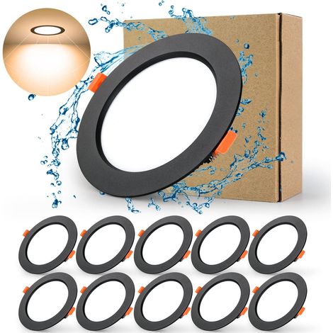 Spot LED Encastrable 230V Noir, 700LM 7W Rond Plafond Encastrés LED, CRI 80, Rond Plafond Encastrés LED pour Chambre à Coucher Salle de Bain Salon