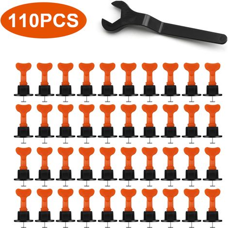 SWANEW Kit de système de nivellement de carrelage réutilisable Niveleur de tuile en T Construction de paroi en céramique, 110 pcs (1/5)