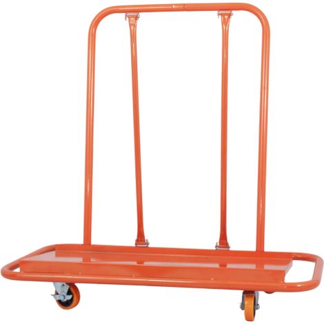 Plattenwagen 1000 kg aus Stahl 119 x 58 x 119 cm, Rigips Transportwagen mit Rollen, Plattentransportwagen für Gipskartonplatten orange