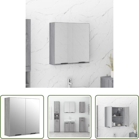 vidaXL Badmöbel - Bad-Spiegelschrank Grau Sonoma 64x20x67 cm (1/5)