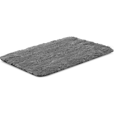 ALFOMBRA ANTIDESLIZANTE DE PELO LARGO 80x120 cm GRIS OSCURO