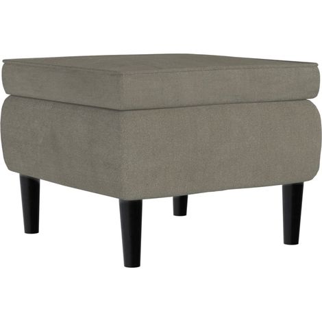 Tabouret avec pieds en bois Gris clair Velours (1/5)