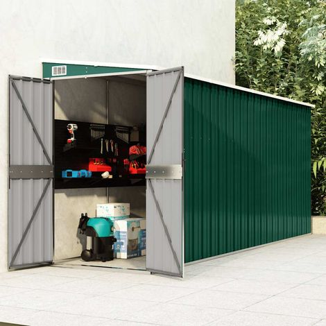 Anbauschuppen Grün 118x382x178 cm Verzinkter Stahl