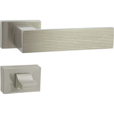 DOMINO Poignée de porte LINE RT M9 WC Poignée avec rosace WC Nickel (1/5)