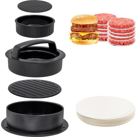 Presse Hamburger, Presse Steak Haché, Burger Maker, avec 100 Feuilles de Papier Sulfurisé, pour Réaliser de Délicieux Hamburgers et Sandwichs (1/5)