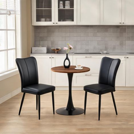 Table et chaises de jardin rondes 60 cm avec 2 chaises en PU (1/5)