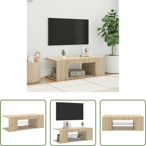 LED-Leuchten - TV-Schrank mit LED-Leuchten Sonoma-Eiche 90x39x30cm (1/5)