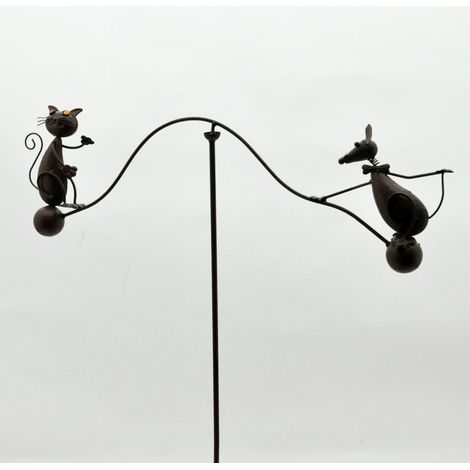 51" Cat and Mouse Garden Weathervanes Spinner - Metal - L80 x W80 x H130 cm