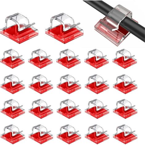 Lot de 30 crochets adhésifs transparents pour guirlande lumineuse, crochets muraux à coller, extra forts, sans perçage, pour fixation de câble, éclairage de Noël (30) (1/5)