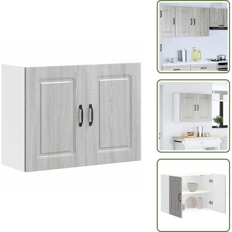 The Living Store Mueble de pared de cocina Kalmar madera ingeniería sonoma gris - Gabinete de pared