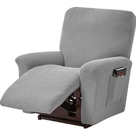 Housses de Canapé, Lot de 4 extensibles pour fauteuil inclinable de relaxation et de massage,dotées de Jacquard -Gris Clair (1/5)