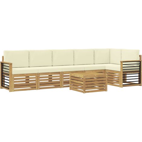 Ensemble de canapé d'angle avec coussin 7 pcs Blanc et crème vidaXL (1/5)