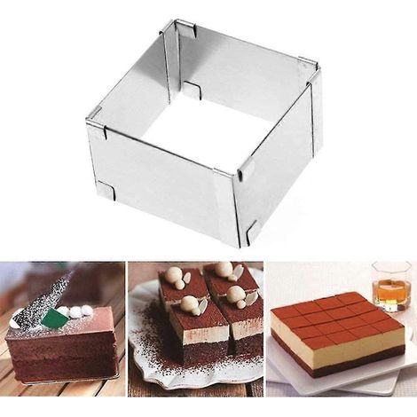 Cadre de cuisson rectangulaire, réglable, en acier inoxydable. Moule carré pour gâteaux, tartes et pizzas de toutes tailles. (1/5)