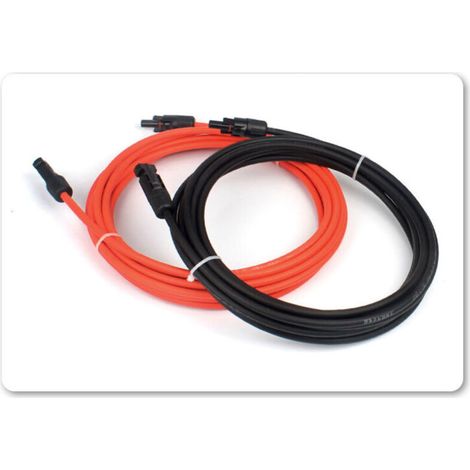 Extension cable on both ends. Solar connector. 4 mm² red/black solar cable with connector. Length: 2 x 5 m.