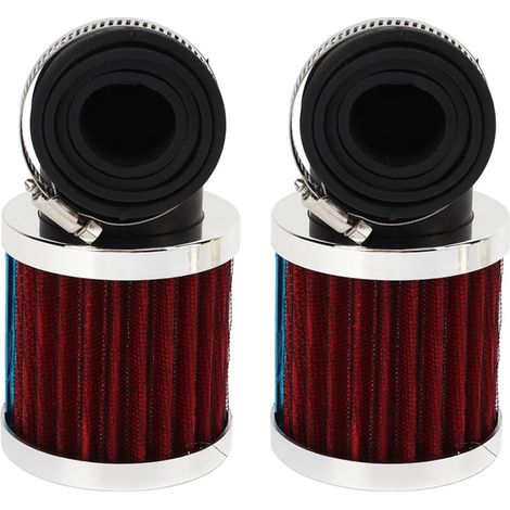 Filtre à air de moto, filtre à air coudé à 90 degrés haute performance pour buse de carburateur de 28 mm-48 mm pour cyclomoteur, scooter (rouge argenté). (1/5)