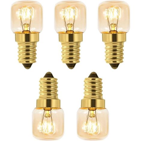 Lot de 5 Ampoule à Sel 15W E14 T22, Incandescence Blanc Chaud 2700K, 80LM, AC 230V, Ampoule Four 15w 300°, Pour Four, Frigo, Lampe de Sel, Fours Grill (1/5)