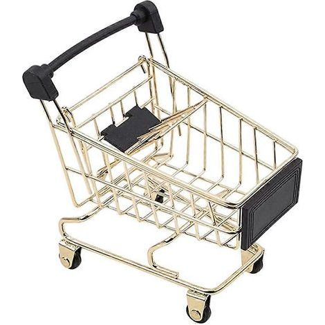 1 panier de rangement miniature doré en forme de chariot-10.50X10.00X8.00CM-Golden (1/4)