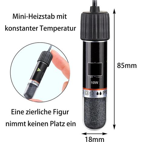 Chauffage Aquarium USB 10W Mini Thermostat Chauffage Submersible pour Petit Aquarium Bassin de Poissons Tortues Crevettes Thermostat Constant Automatique