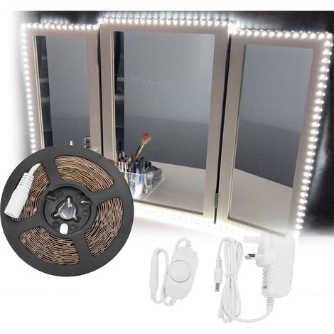 Bande LED SMD240 de 4 m (13 pi) pour miroir de maquillage, kit d'éclairage flexible avec prise américaine (1/5)