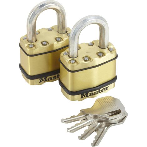 Juego de 2 candados con llave de acero laminado MASTER LOCK, de 45 mm de largo. MASTER LOCK (1/5)