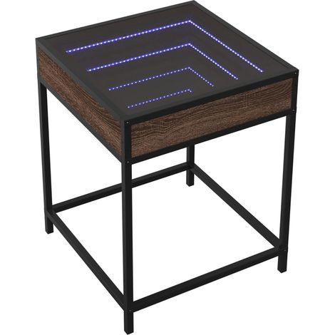 Comodino con specchio LED 40 x 40 x 51 cm derivati del legno, vetro e acciaio DEC033141