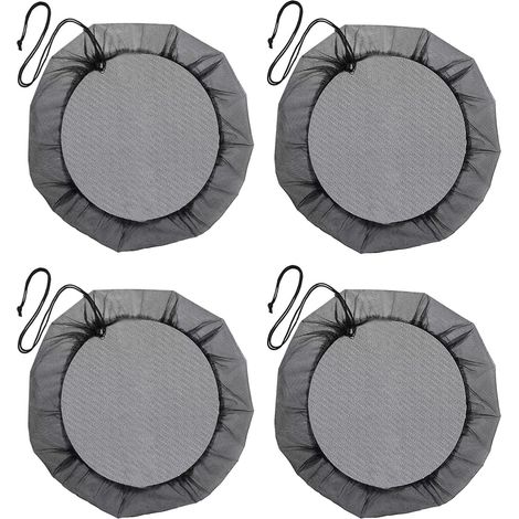 Lot de 4 Filet de protection pour tonneau de pluie avec cordon de serrage, protection contre les feuilles, les moustiques-Ø 95 cm pluie (1/5)