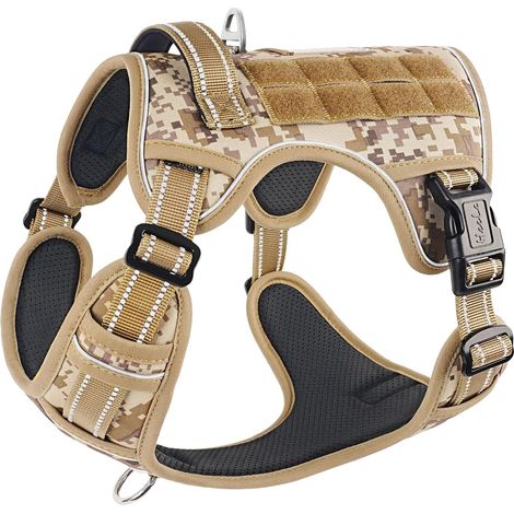 Harnais Tactique pour Chien, Gilet Tactique Molle, Camo-Marron, S (1/5)