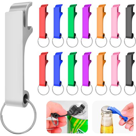Lot de 24 décapsuleurs en alliage d'aluminium, mini ouvre-bouteilles porte-clés, 8 couleurs pour fêtes et festivals. (1/5)