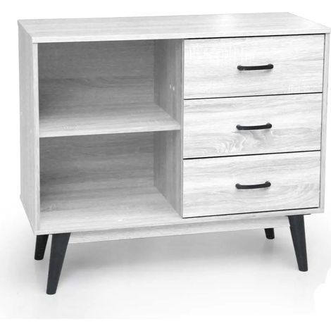 Mobile legno Aura 3 cassetti bianco truciolare 94x38x80 cm