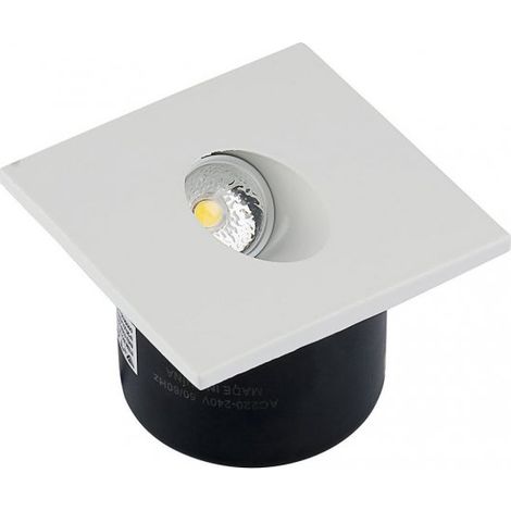 Faretto LED Segnapasso Quadrato Montaggio a Incasso 3W Colore Bianco 3000K IP20 SKU-211209