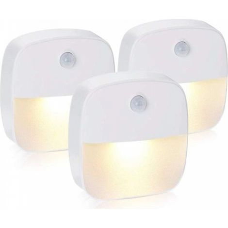 Lot de 3 lampes détecteurs de mouvement LED – Alimentation par piles – Détection automatique pour couloir, chambre, cuisine, placard – Blanc chaud (1/5)