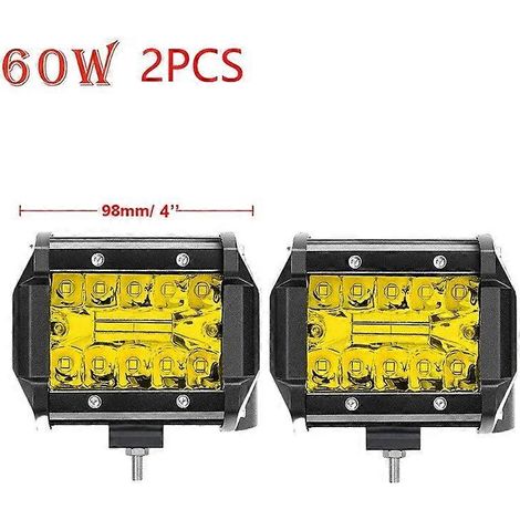 Barre lumineuse LED ambre 4-28 pouces, projecteurs LED, faisceau combiné, phares de travail LED pour voiture, tracteur, tout-terrain 4x4, camion, SUV, quad, 2 unités 4 pouces, 60 W (1/5)