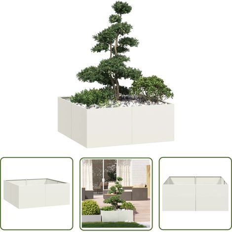 vidaXL Jardinière blanc 100x100x40 cm acier (1/5)