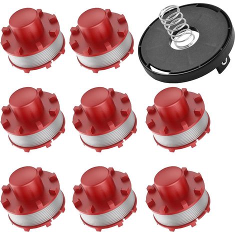 Lot de 8 Bobines de Rechange, Fil Nylon 2mm 8,1m, Capuchon TLE-01-1, Pour Débroussailleuse Einhell (1/5)