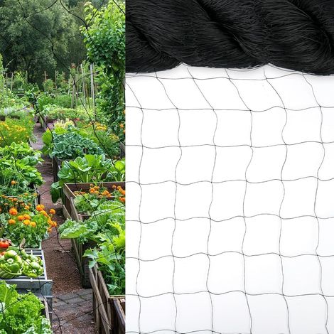 10m X 10m Filet Anti Oiseaux, Filet Protection Oiseaux Noir, Filet Poulailler Réutilisabl, Polyvalente Filet Anti Pigeon pour Arbres Fruitiers, Volière, Poulailler, Potager (Mailles De 5 X 5 cm) (1/5)