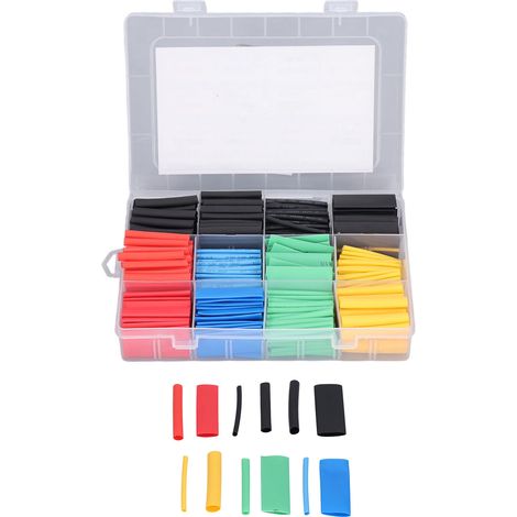 Kit de 530 gaines thermorétractables, combinaison de manchons de protection pour câbles électriques isolants de différentes tailles (1/5)