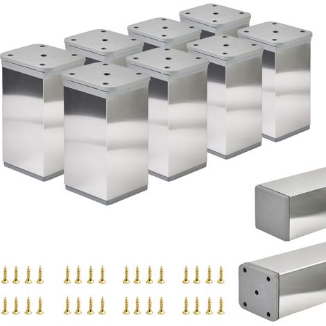 8 gambe base per mobili  Sezione trasversale 40x40 mm  Altezza - 80 mm  Colore: Elettrolucidato + Viti incluse (1/5)