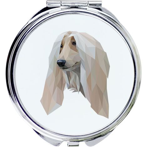 Levriero afgano - specchio con foto e iscrizione geometrica di Art-Dog (1/3)