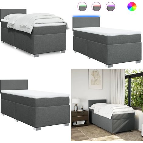 Boxspringbett mit Matratze Dunkelgrau 100x200 cm Stoff - Boxspringbett - Doppelbett - Bettenrahmen - Schlafsystem - Liegekomfort - Home & Living (1/5)